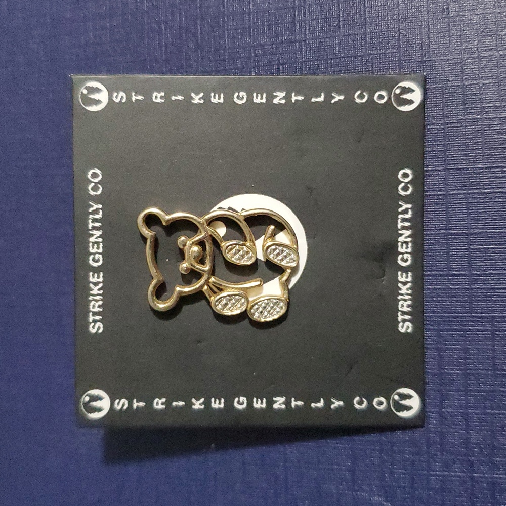 Gold Teddy Bear Pin Back